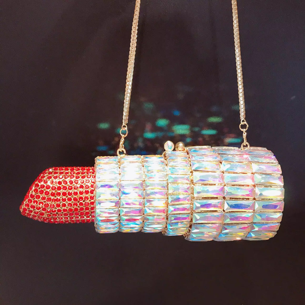 Lipstick Rhinestone Gem Purse