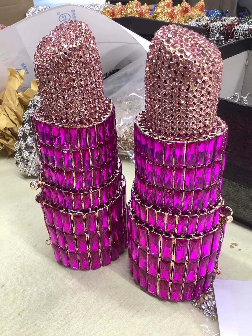 Lipstick Rhinestone Gem Purse
