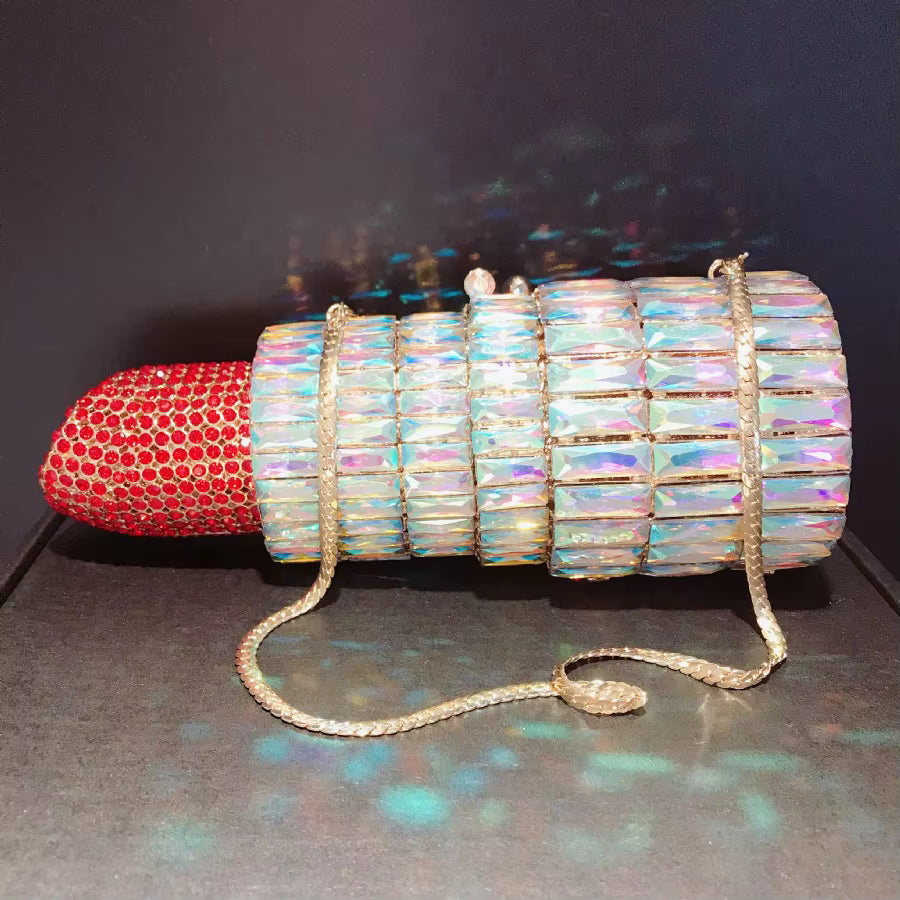 Lipstick Rhinestone Gem Purse