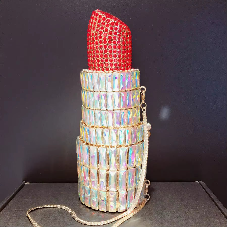 Lipstick Rhinestone Gem Purse